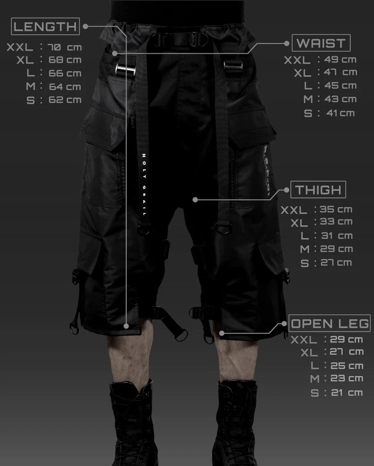 Pantalon court homme jaune streetwear Techwear Heavy Cargo Holygrail G.S.P-01... - Photo 2/4