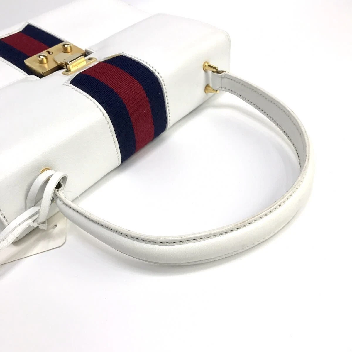 Gucci Sac à Main en Cuir Blanc avec Miroir Sac de Rangement Femme Authentique