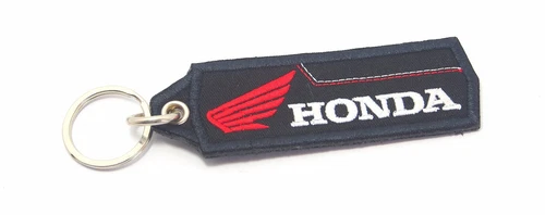 2 pcs HONDA EMBROIDERED TAG KEYCHAIN KEY RING MOTORCYCLE RACING BIKER 11X3.5 CM