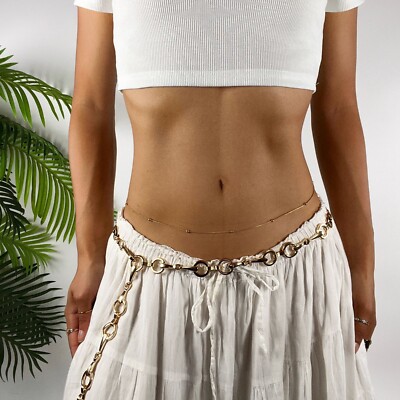 Vintage Y2K Bohemian Beachy Chunky Gold Hoop Belt Belly  display picture 2