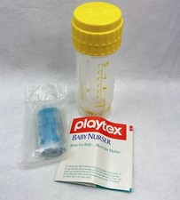 Vtg Playtex Nurser FLAT Top Nipple Drop In 8oz Yellow Baby Bottle With 10 Liners