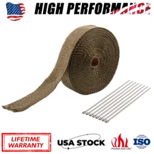 2"x 50ft Roll Titanium Header Turbo Pipe Lava Manifold Exhaust Heat Wrap 10 Ties