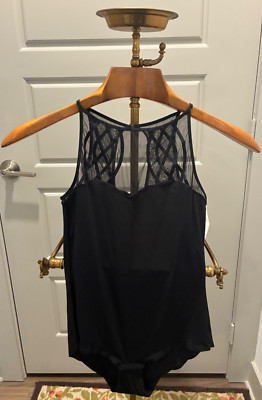 NWT Chantelle Black Bodysuit Flattering Soft Women Luxury Lingerie SzL Free Ship