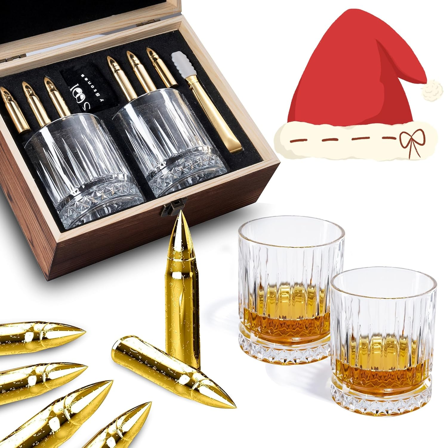 Gifts for Men Dad - Whisky Glass Set, Bourbon Gifts for Men,Whiskey Glasses for-image