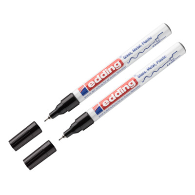 2x Edding 780 Lackmarker Lackmalstift Lackstift Metallfarbe 0,8 mm schwarz