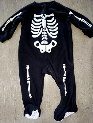 BOY GIRL HALLOWEEN SLEEPER by THE PLACE size 6/9 month SKELETON BONES SUPER COND