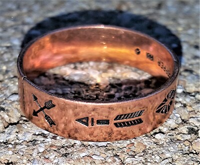 Hand Crafted Copper Ring~Native American Symbols ~Copper Healing Effect