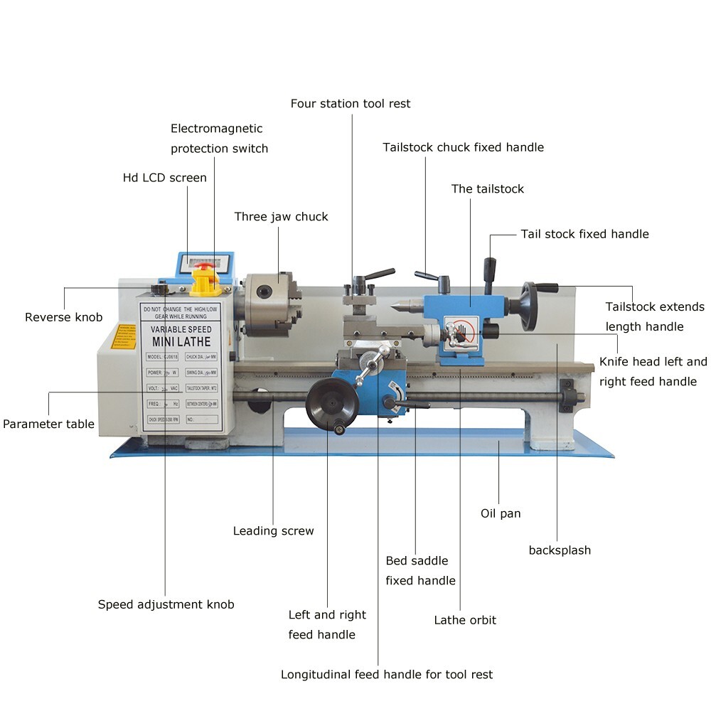 CJ0618 Model Mini Metal Processing Lathe Metric Thread 110V 750W