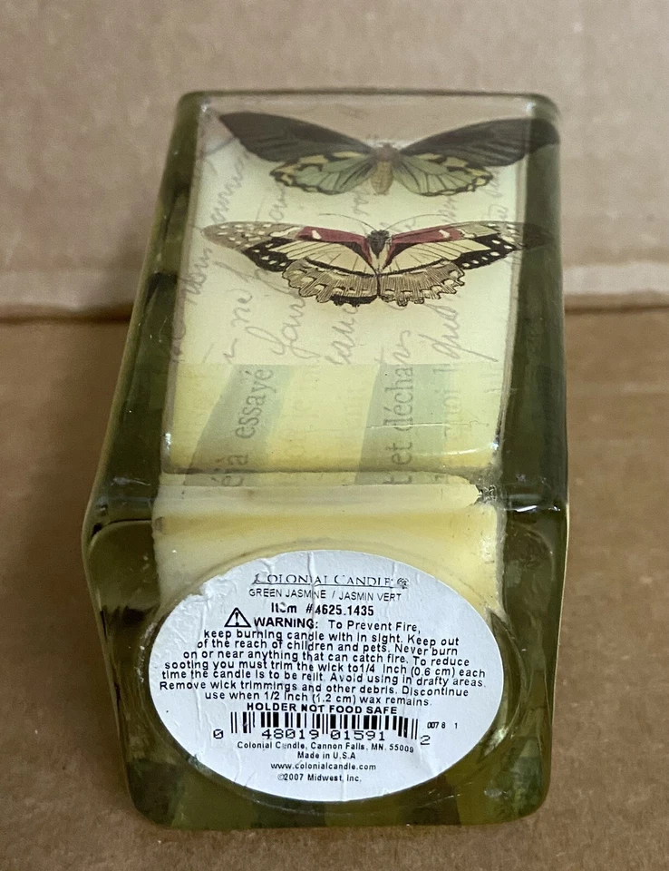 Colonial Candle  Butterfly Jar Jasmine Flared 1 wick Candle 5 inches high - Image 4 of 4