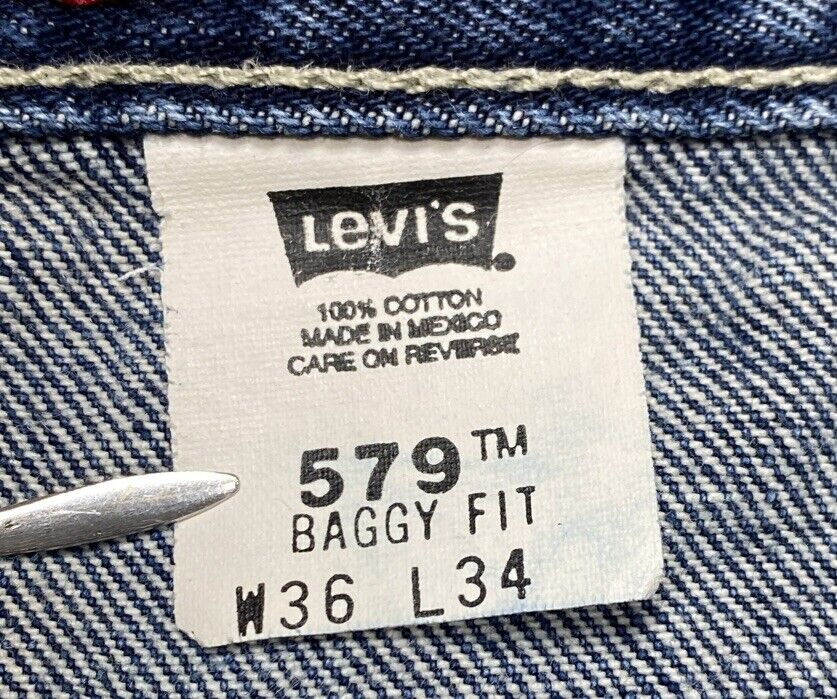 Levis 579 Blue Denim Jeans Baggy Straight 36x34 Baggy Levis 579 Blue Denim Jeans Baggy Straight 36x34 Baggy