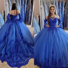 Royal Blue Quinceanera Dresses Lace Applique Bead Sweetheart Prom Dress Sweet 16