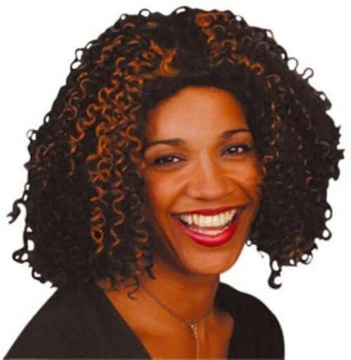 Short brown top curly wig costume
