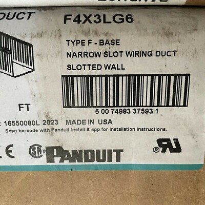  New Panduit Wire Duct F4X3LG6, Narrow Slot, Gray, 60FT.