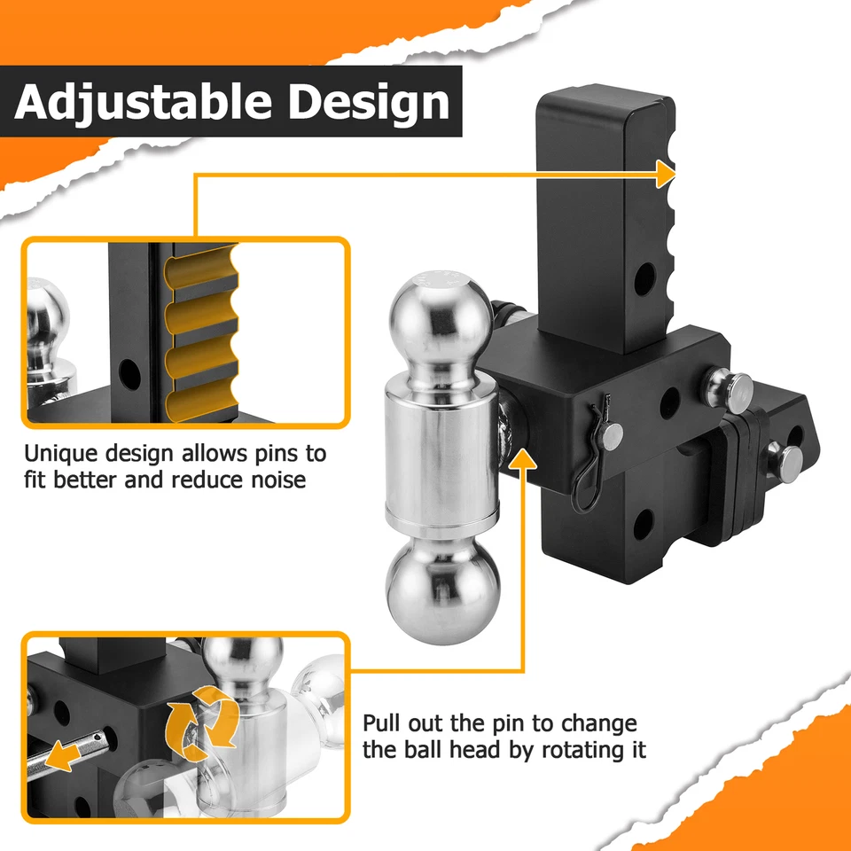 2'' Receiver 8'' Drop Hitch Ball Mount For Chevy Silverado GMC Sierra 1500 2500 - Image 4 of 4