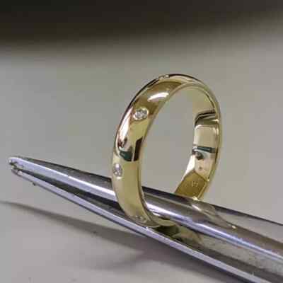 Simulated Diamond 14K Yellow Gold Plated Full Eternity Wedding Band Ring