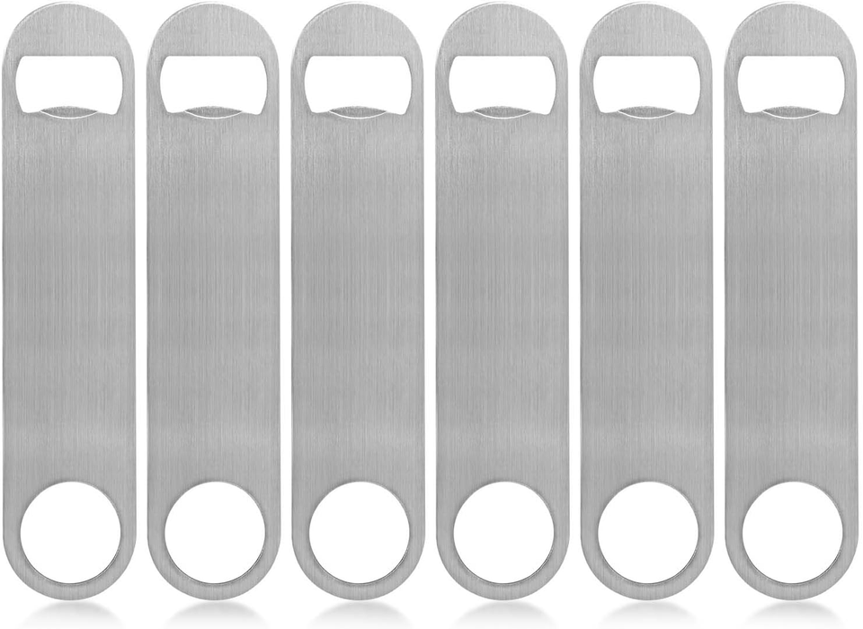 Morcte 12-Pack Heavy Duty Stainless Steel Flat Bottle Openers (Black) - For Bars, Restaurants, Kitchen