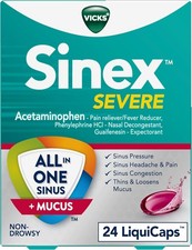 Vicks Sinex SEVERE All-In-One Sinus MUCUS, Pressure, Congestion, LiquiCaps 24 Ct