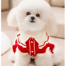 Dog Cat Pet Dress Knitted Sweater Costume Puppy Party Knitwear Anniversary Red