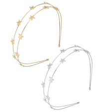 2 Pcs Star Headbands for Women, Double Layer Star Headband Metal Headband,