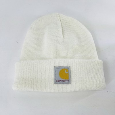 Carhartt  Toddler  Baby Cream Off White Knit Cuffed Logo Patch Hat BeanieOSFM