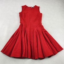 Christian Dior Red Virgin Wool Silk Sleeveless Fit and Flare Dress US 4 FR 36