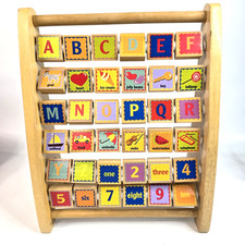Educo Naturally Fun ABC Wooden Alphabet Numbers Abacus Stand Educational Toy