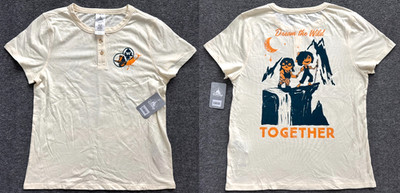 NWT Disney Parks UP Carl Ellie Shirt Women Medium Organic Cotton Dream the Wild