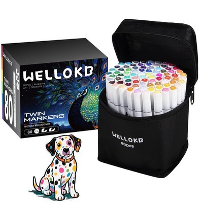 WELLOKB Alcohol Markers Set, 80 colors Based Dual Tip, Multicolor
