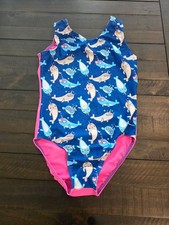 Destira Gymnastics Leotard Narwhal Child M Pink Blue Glasses