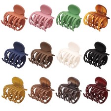 12 Pcs Double Row Teeth Claw Clips 1.6" Medium Jaw Clips - Matte and Shiny Sm...