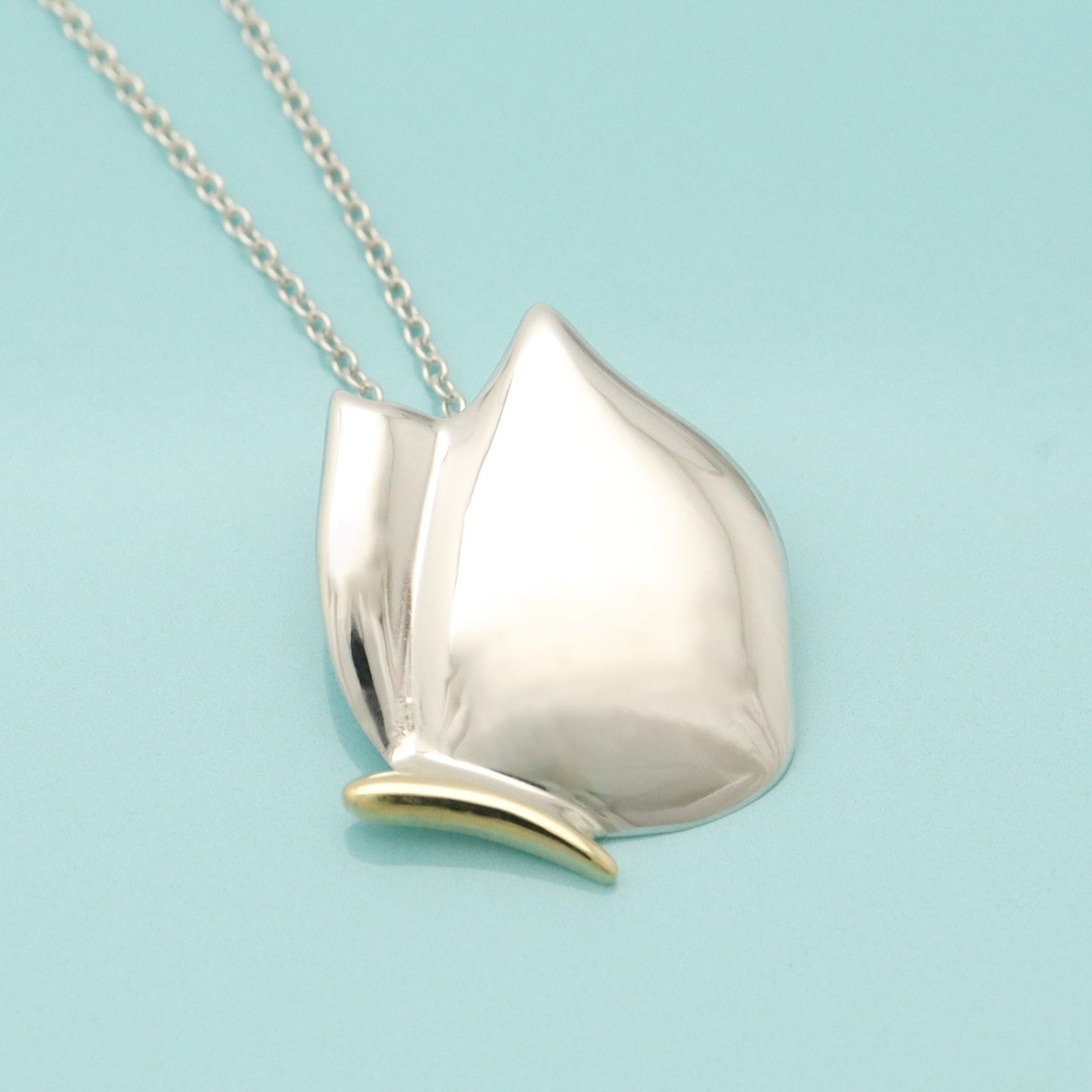 Tiffany & Co. Butterfly Necklace Pendant 16.2" Silver 925 & 18K Gold