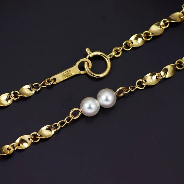 K18YG Akoya Baby Pearl Bracelet Approximately 4.0mm in diameter Station - Auth S - Image 2 of 3