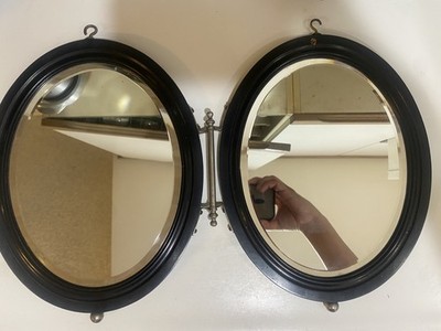 Antique Wood Bi-Fold Wall Mirror Victorian Nautical