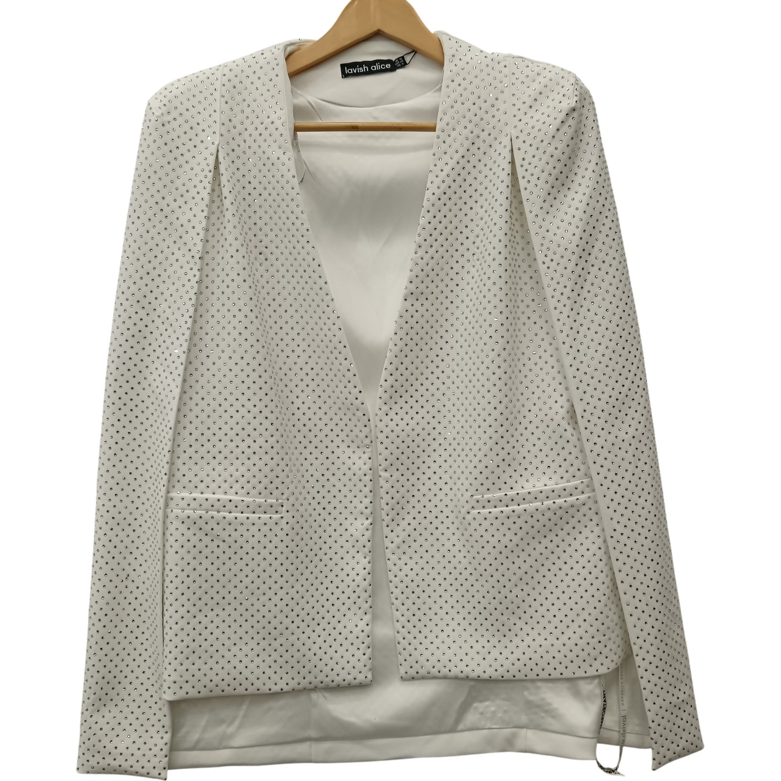 Lavish Alice Blazer Women's UK 10 White Rhinestone Embellished BNWT Preloved