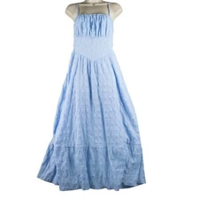 Baltic Born Womens XL Maxi Dress Blue Sleeveless Casual Smocked Sundress Boho