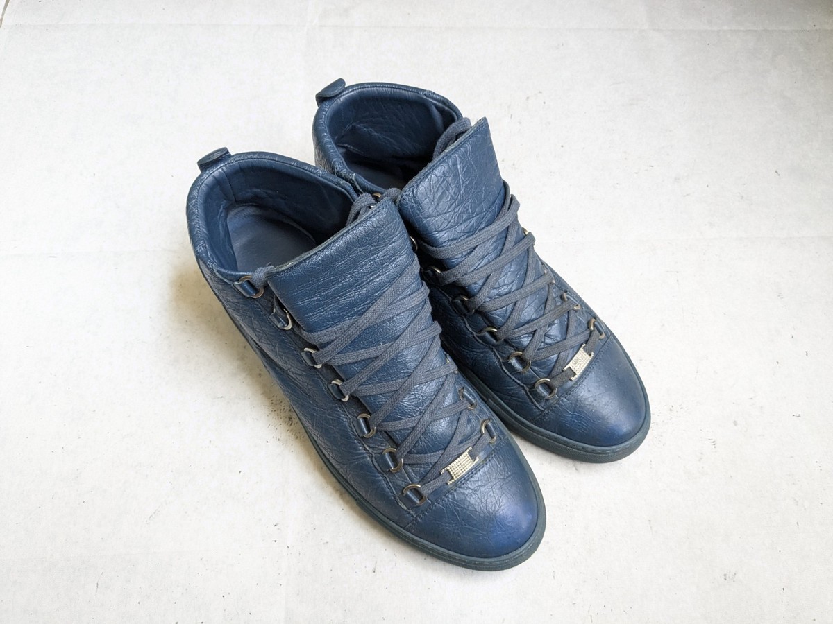 Balenciaga Arena Blue Men 10 43 Leather High Top Sneakers Shoes | eBay