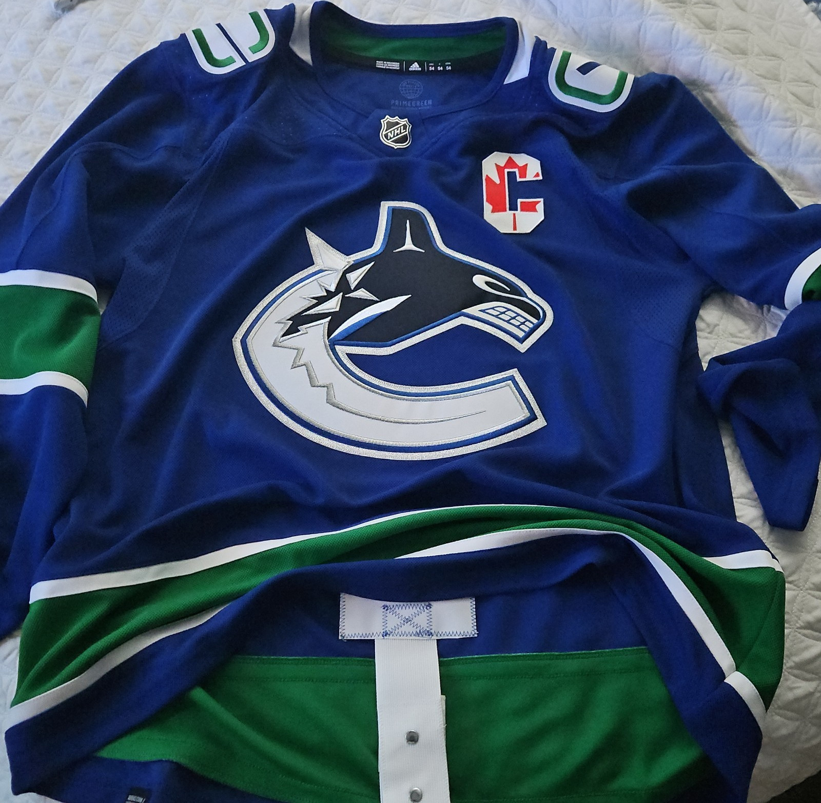 adidas Vancouver Canucks NHL Primegreen Hockey Jersey Captain C Patch 54
