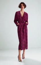 Zara Berry Polka Dot Midi Dress, Size M  80