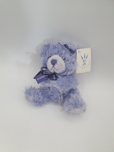 LILA LAVENDER PLUSH TOY! SOFT TOY 12CM TALL! TAGGED LEUKAEMIA PURPLE TEDDY BEAR!