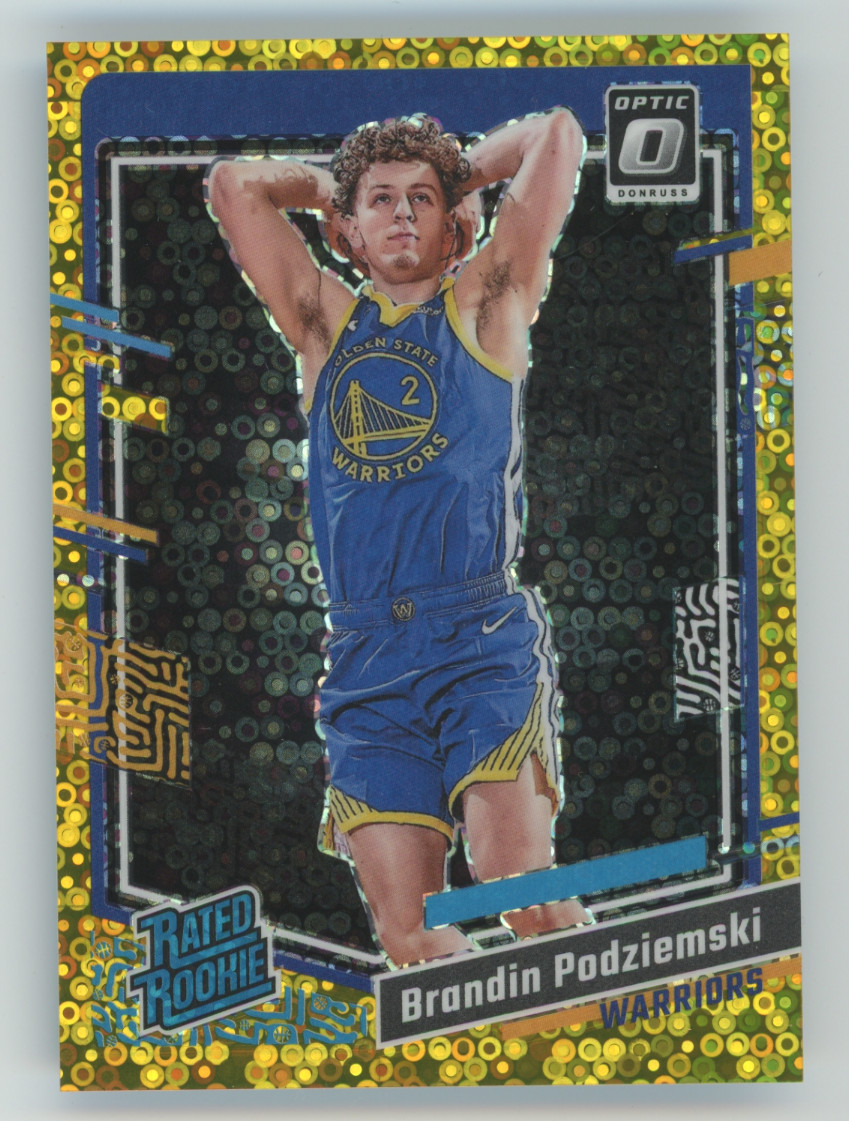 2023-24 Panini Optic #08/10 Rated Rookie Brandin Podziemski Gold Disco Prizm