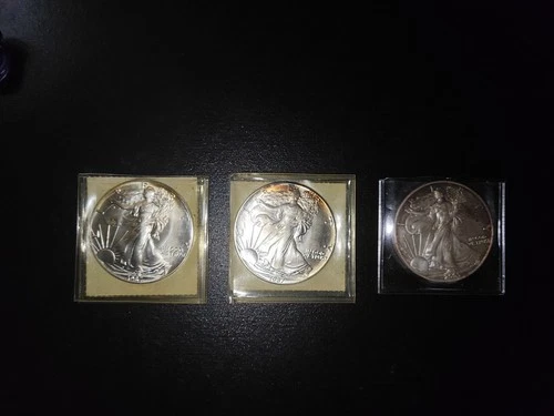 2x 1987 & 1x 2005 American Eagle Walking Liberty (3 1oz Silver Coins!)