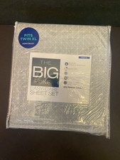 Set lenzuola The Big One Easy Care Twin XL taglia dormitorio colore grigio e design griglia