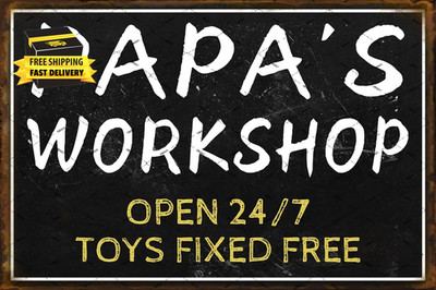 Papa'S Workshop Metal Tin Sign Posters Wall Art Decoration Wall Decor for Room H