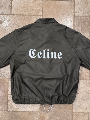 Celine x Hedi Loose Initial Print Nylon Olive Coach Jacket | eBay