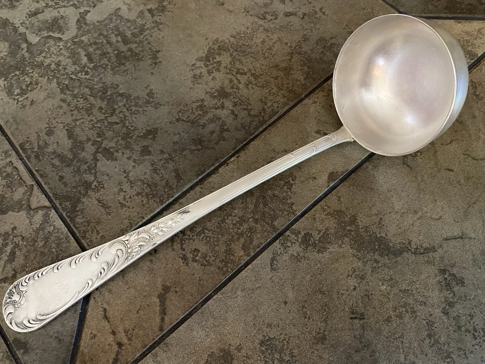 Vintage Silver Plated Soup Ladle 12" Copper Nickel Zinc Made in USSR 1930-1950
