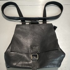Black Women s Backpack Purse Buckle Flap Closure, Gold Hardware, Solid