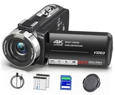 Video Camera Camcorder 4K Ultra HD 80MP Vlogging Camera for YouTube Black-92
