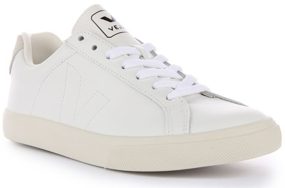 Veja Esplar Akzent Leder Low-Top Schnürschuhe in Weiß Damen UK 3   8