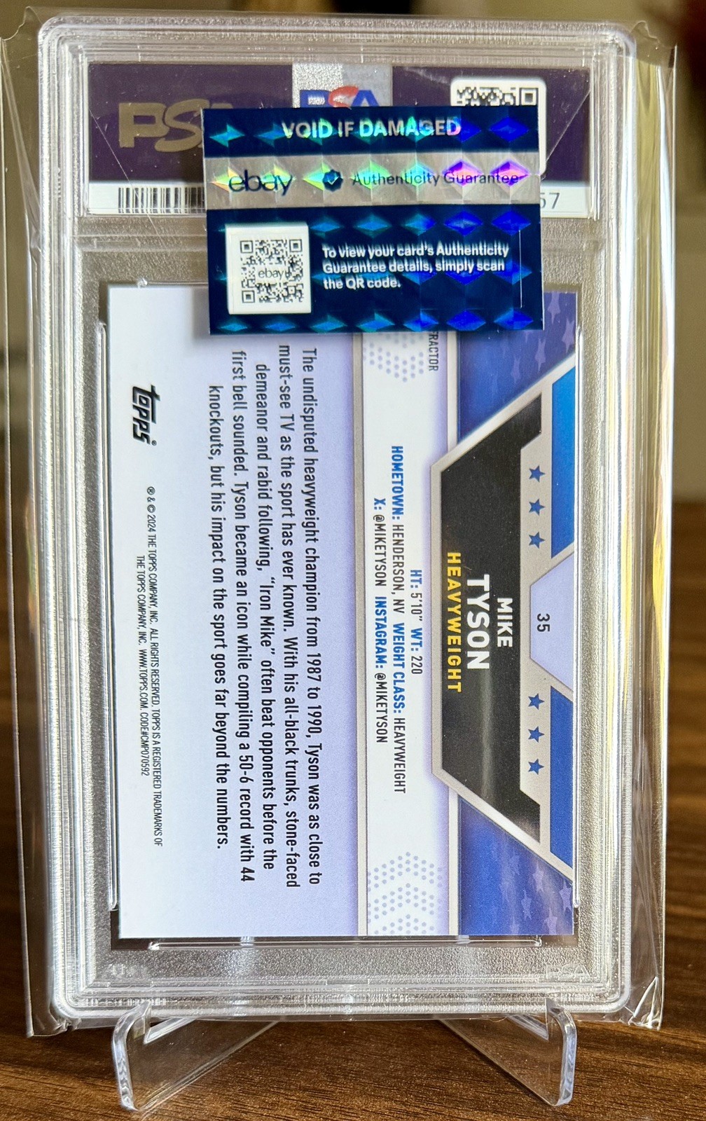 2024 Topps Chrome Boxing Refractor  Mike Tyson PSA 10 1st Year Boxing Chrome  view 2