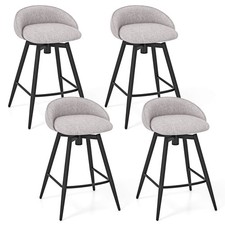 25" Upholstered Bar Stools Set of 4 with Footrest Backrest Metal Frame